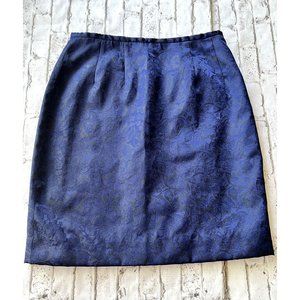 Tahari Womens Skirt Mini Lined Floral Navy Blue Size 6